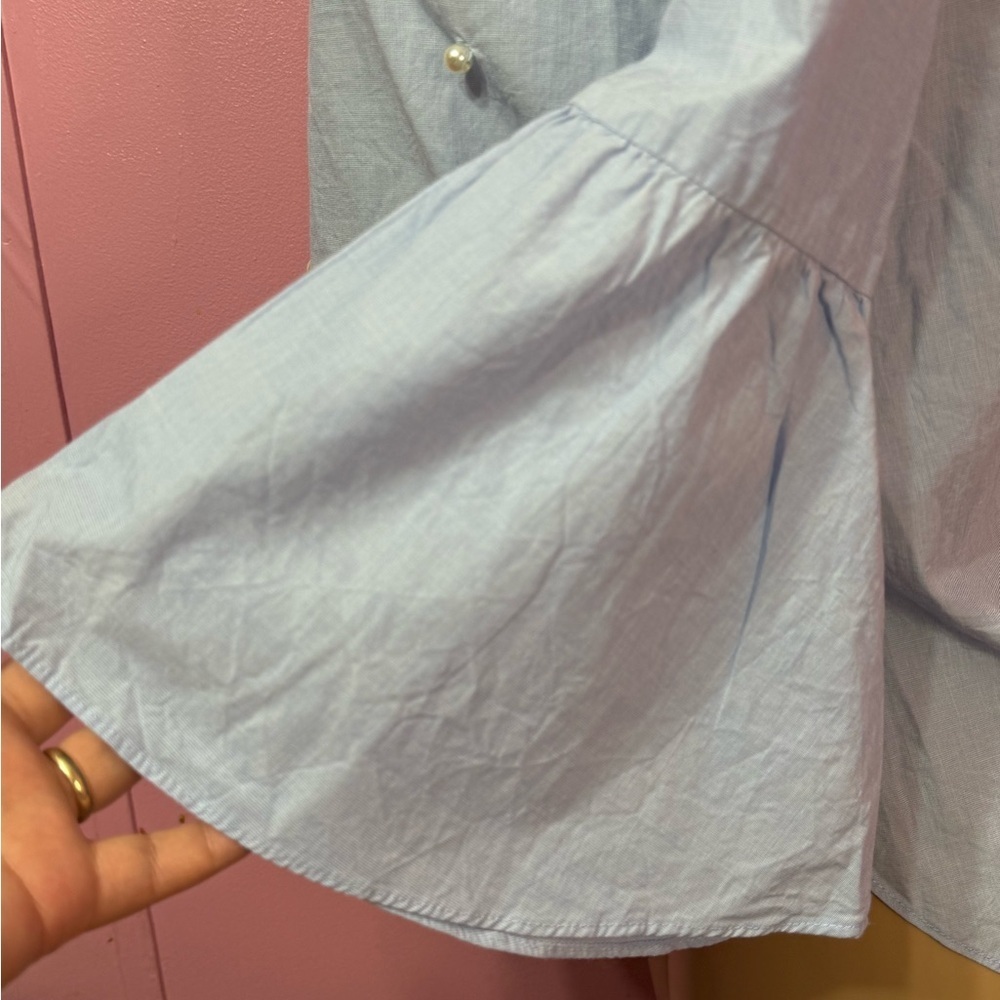 LOFT Light Blue women's flared sleeve blouse Size. S - Picture 3 of 5